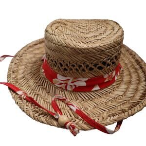 Dorfman Pacific Co Genuine‎ Raffia Straw Hat Size Small Hawaiian Tropical Resort